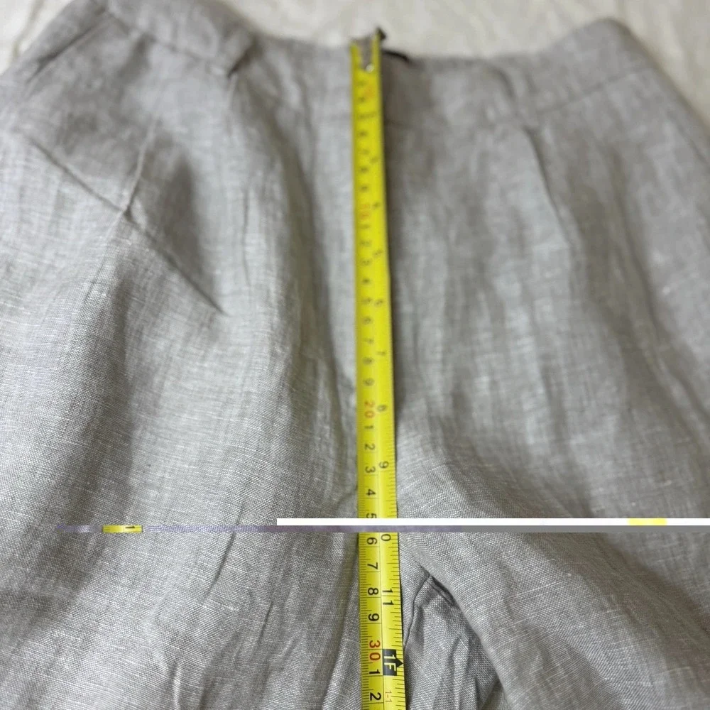 Quince Womens 100% Flax Linen Pants Size Small Tan Oatmeal Pleated Casual Preppy